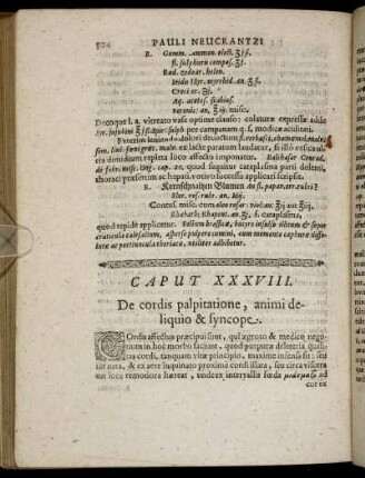 Caput XXXVIII. De cordis palpitatione, animi deliquio & syncope.
