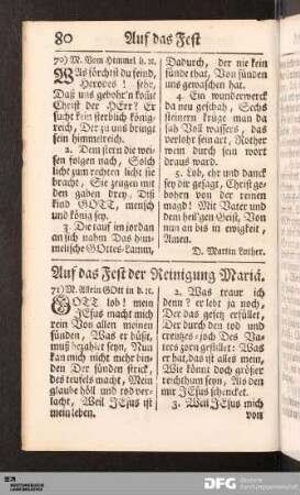 Auf das Fest der Reinigung Mariä.