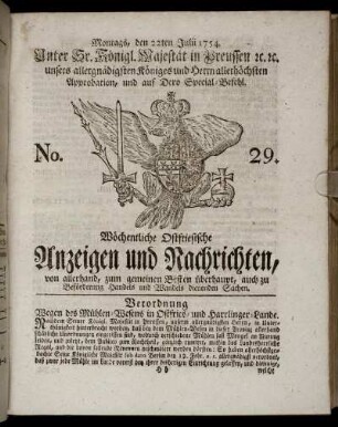 No. 29. Montags, den 22ten Julii, 1754.