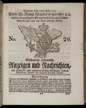 No. 29. Montags, den 22ten Julii, 1754.