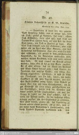 Nr. 41. Fräulein Rudenschöld an G. M. Armfeldt. Stockholm den 26sten Nov. 1793