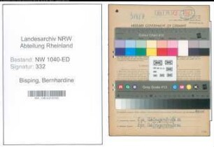 Entnazifizierung Bernhardine Bisping , geb. 18.06.1895 (Lehrerin)