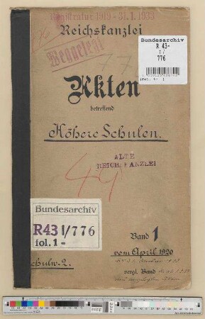 Höhere Schulen: Bd. 1