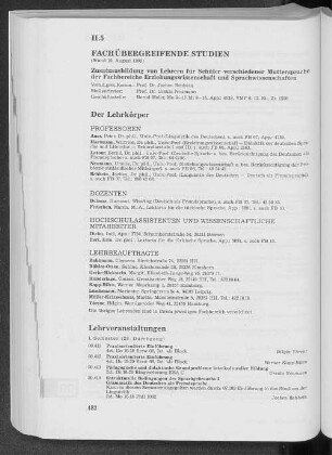 II.5 Fachübergreifende Studien