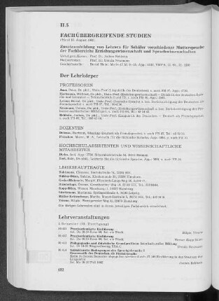 II.5 Fachübergreifende Studien