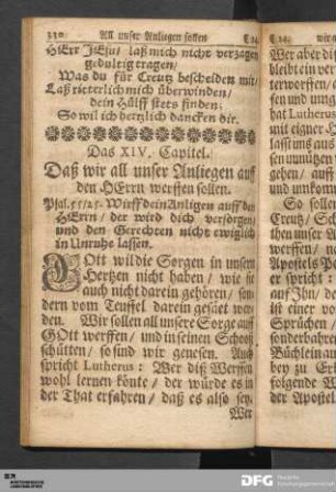 Das XIV. Capitel. Daß wir all unser Anliegen auff den HErrn werffen sollen.