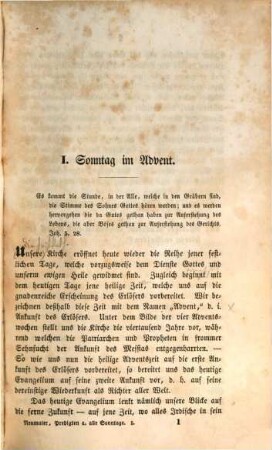 Predigten auf alle Sonntage des Kirchenjahres : von J. Neumaier, 1. Von Advent bis Ostern