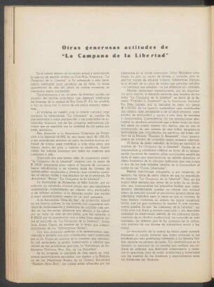 Otras generosas actitudes de "La Campana de la Libertad"
