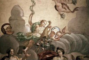 Hera, Athene, Aphrodite und Merkur mit dem goldenen Apfel der Eris