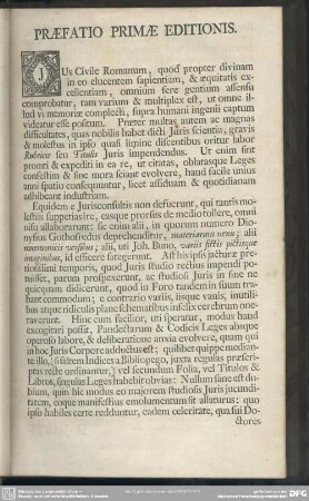 Praefatio Primae Editionis