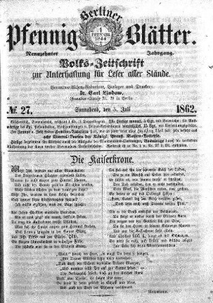 No. 27, Sonnabend, den 5. Juli