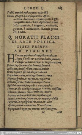 Q. Horatii Flacci De Arte Poetica