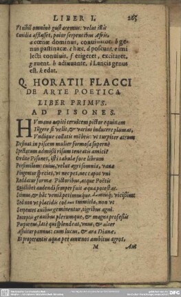 Q. Horatii Flacci De Arte Poetica