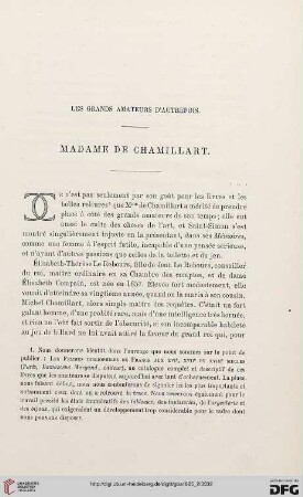 2. Pér. 32.1885: Les grands amateurs d'autrefois : Madame de Chamillart