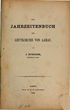 Das Jahrzeitenbuch der Leutkirche von Aarau