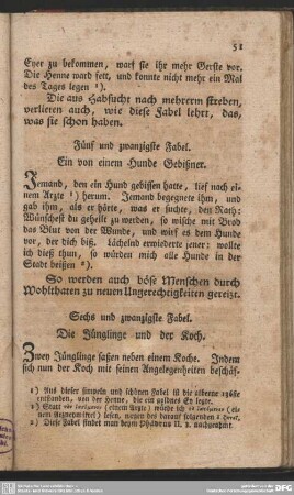 Fünf und zwanzigste Fabel. Ein von einem Hunde Gebißner