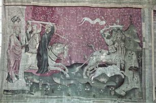 Apokalypse von Angers — Offenbarung 19, 19-20, Christus greift mit seinem Heer das Heer des Tieres an