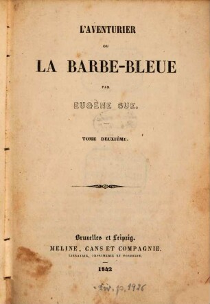 L'aventurier ou La Barbe-bleue : Par Eugène Sue. 2