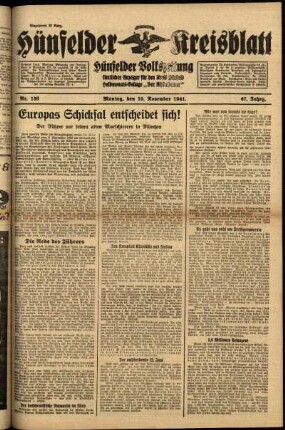 Ausgabe vom Montag, den 10. November 1941.