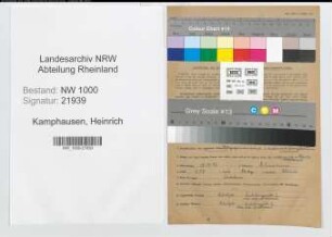 Entnazifizierung Heinrich Kamphausen, geb. 18.10.1893 (Telegr.Assistent)