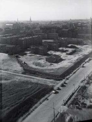 180° Panorama, Bild 1 von 5. Blick auf das Baugelände Neubauviertel Springprojekt. Berlin-Kreuzberg, Alexandrinenstraße