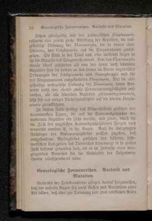 Genealogische Formenreihen. Varietät und Mutation.