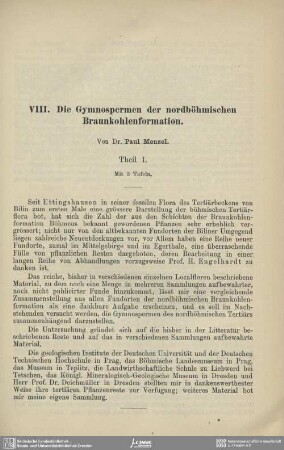 Die Gymnospermen der nordböhmischen Braunkohlenformation. Theil I.