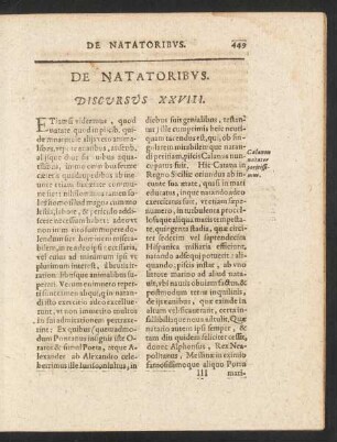 De Natatoribus. Discursus XXVIII.