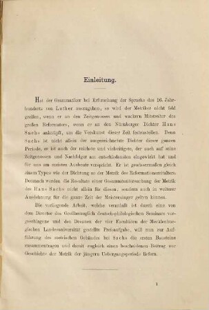 Die Metrik des Hans Sachs : gekrönte Preisschrift [der Univ. Rostock]