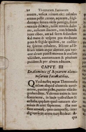 Caput III. De Aluminis & Aquarum aluminosarum Facultatibus