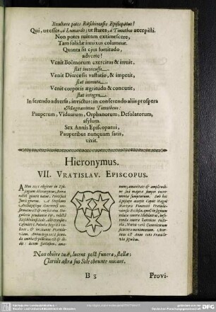 Hieronymus. VII. Vratislav. Episcopus