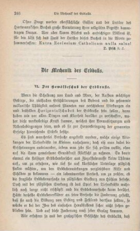 246-262 Die Mechanik des Erdballs : VI. Der Gewölbeschub der Erdkruste