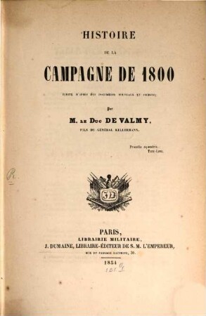Histoire de la campagne de 1800