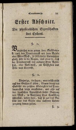Erster Abschnitt. Die physikalischen Eigenschaften des Cyders.