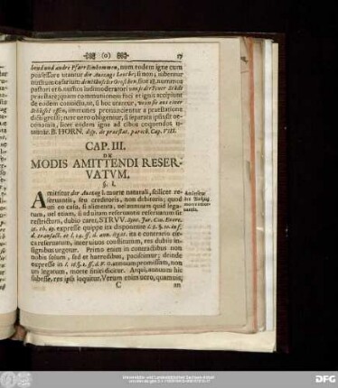 Cap. III. De Modis Amittendi Reservatum.
