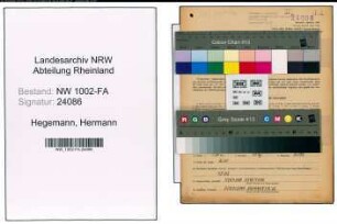 Entnazifizierung Hermann Hegemann, geb. 07.09.1891 (Kaufmann)