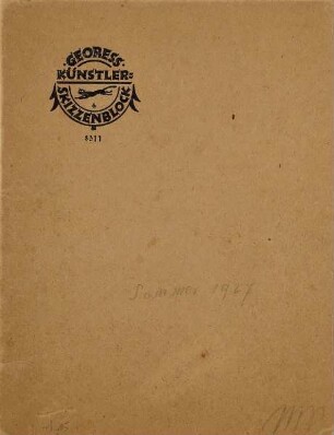 Skizzenbuch Sommer 1927 (Georess Künstler-Skizzenblock)