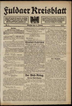Ausgabe vom Montag, den 11. Januar 1915.