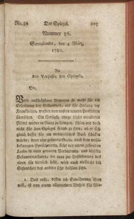 Nummer 86. Sonnabends, den 4 März, 1780.