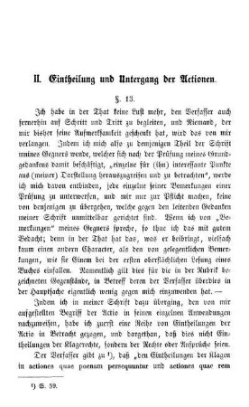 II. Eintheilung und Untergang der Actionen