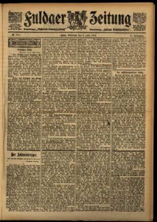 Erste Ausgabe vom Mittwoch, den 06. Juli 1904.
