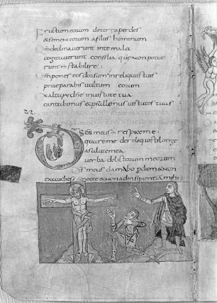Der Stuttgarter Bibelpsalter — Verspottung Christi am Kreuze, Folio 25verso