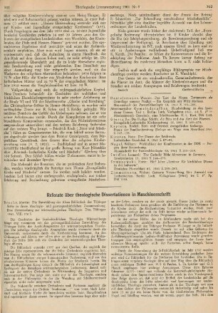 Referate über theologische Dissertationen Maschinenschrift