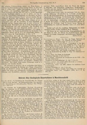 Referate über theologische Dissertationen Maschinenschrift