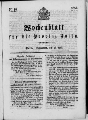 Nr. 16, Ausgabe vom 16. April 1853