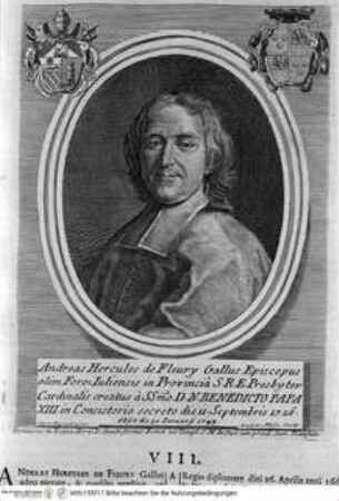 Vitae et res gestae pontificum Romanorum et S.R.E. cardinalium a Clemente X. usque ad Clementem XII. scriptae a Mario Guarnacci : quibus perducitur ad nostra haec tempora historia eorundem ab Alphonso Ciacconio aliisque descripta a S. Petro ad Clementem IX, Tomus Secundus/ Mario GuarnacciPorträt des Kardinals André-Hercule de Fleury - Vita et res gestae ponteficum Romanorum Clemens X - Clemens XII. Tomus Secundus.
