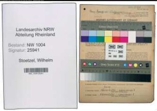 Entnazifizierung Wilhelm Stoetzel , geb. 04.08.1896 (Schleusenwaerter)