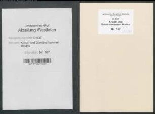 Auflösung der Minden-Ravensbergischen Kommissariate und Anordnung einer Kriegs- und Domänenkammer für die Provinzen Minden und Ravensberg
