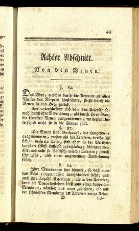 Achter Abschnitt. Von den Venen