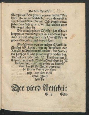Der vierd Artickel: